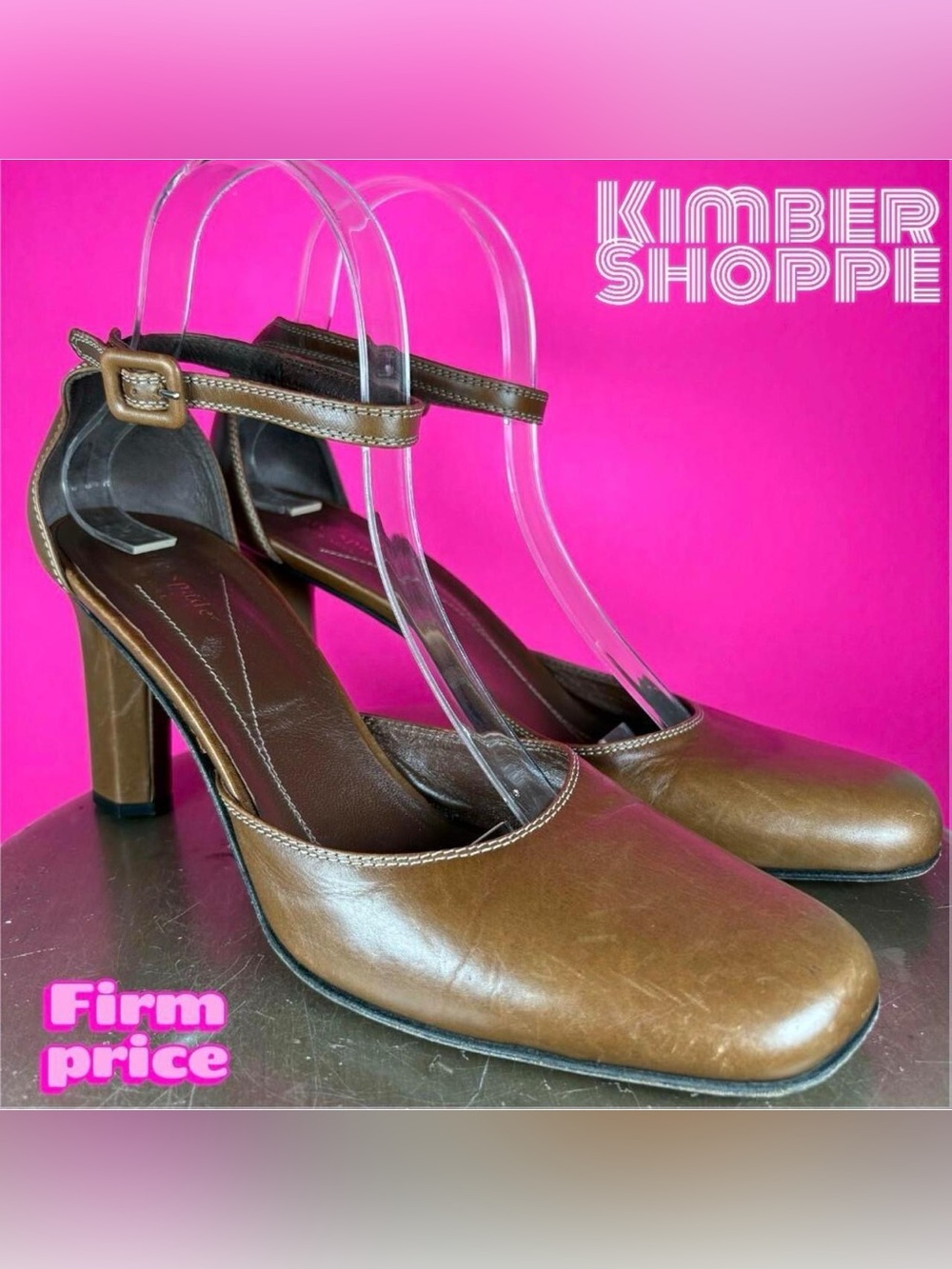 Kate Spade Brown Leather Closed Toe Ankle Strap Heeled Pump US 10 UK 8